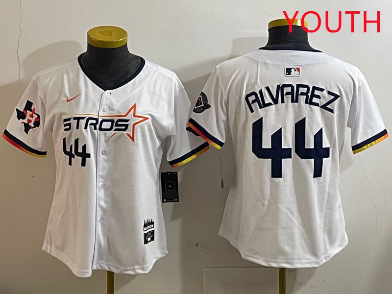 Youth Houston Astros 44 Alvarez White three generations Joint Name Nike 2025 MLB Jersey style 5